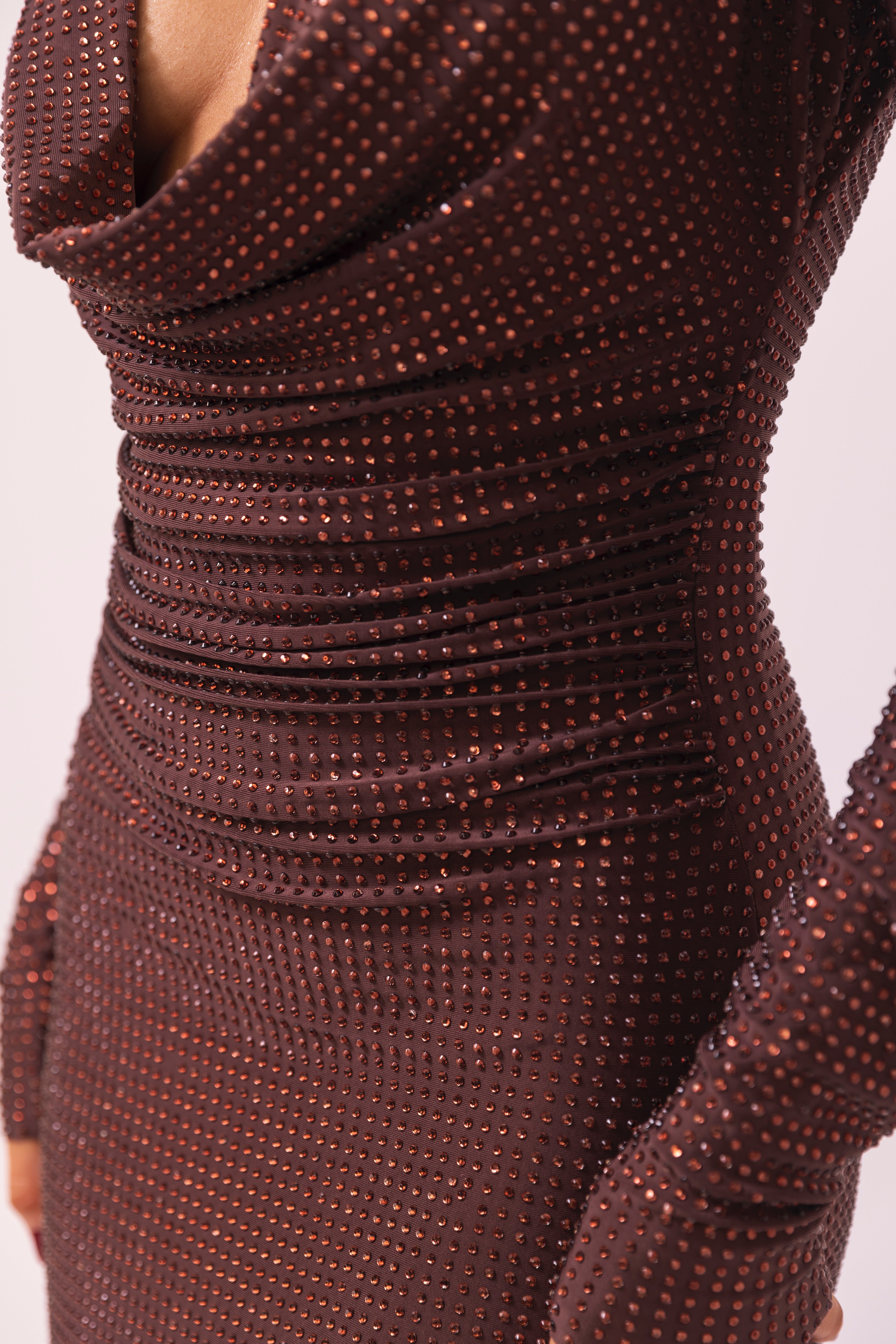 Brown dress with shimmering rhinestone