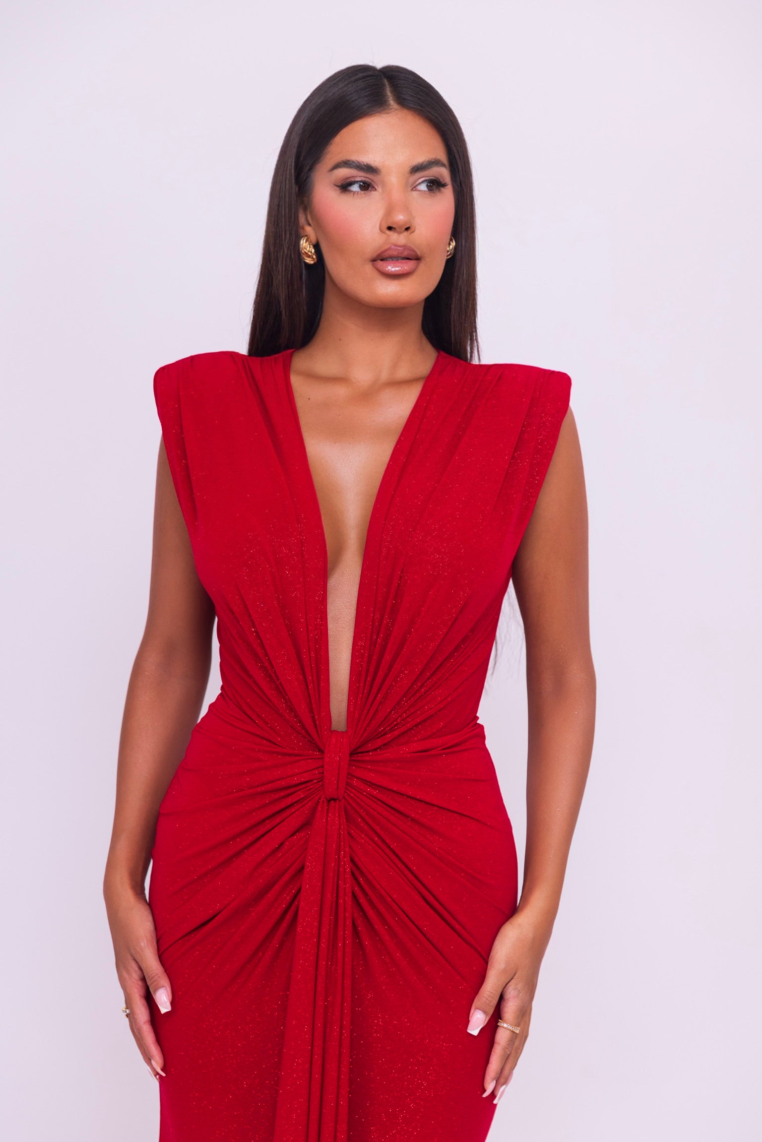 Elina Red Glitter Dress