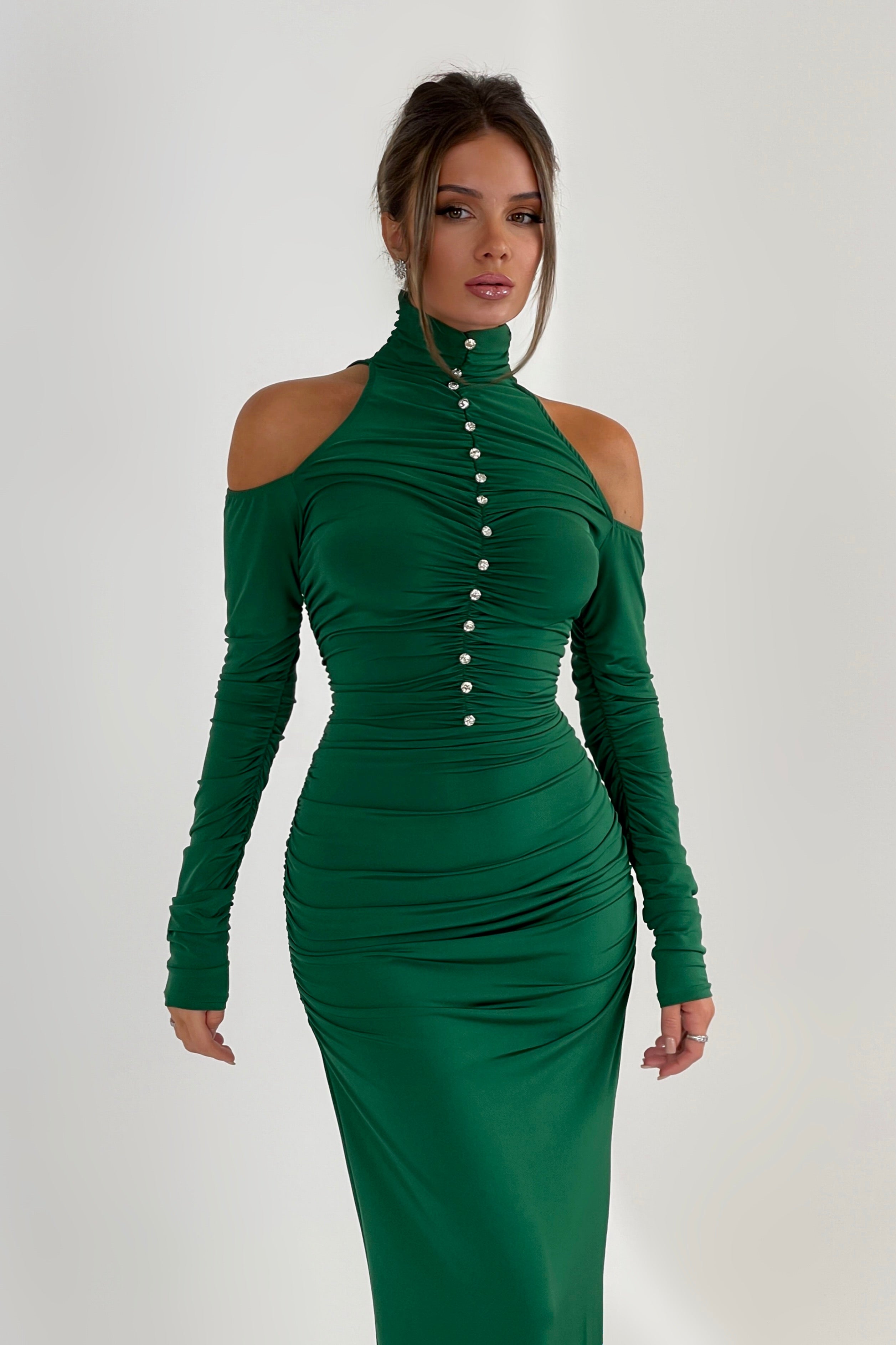 Evangeline Forest Green Dress