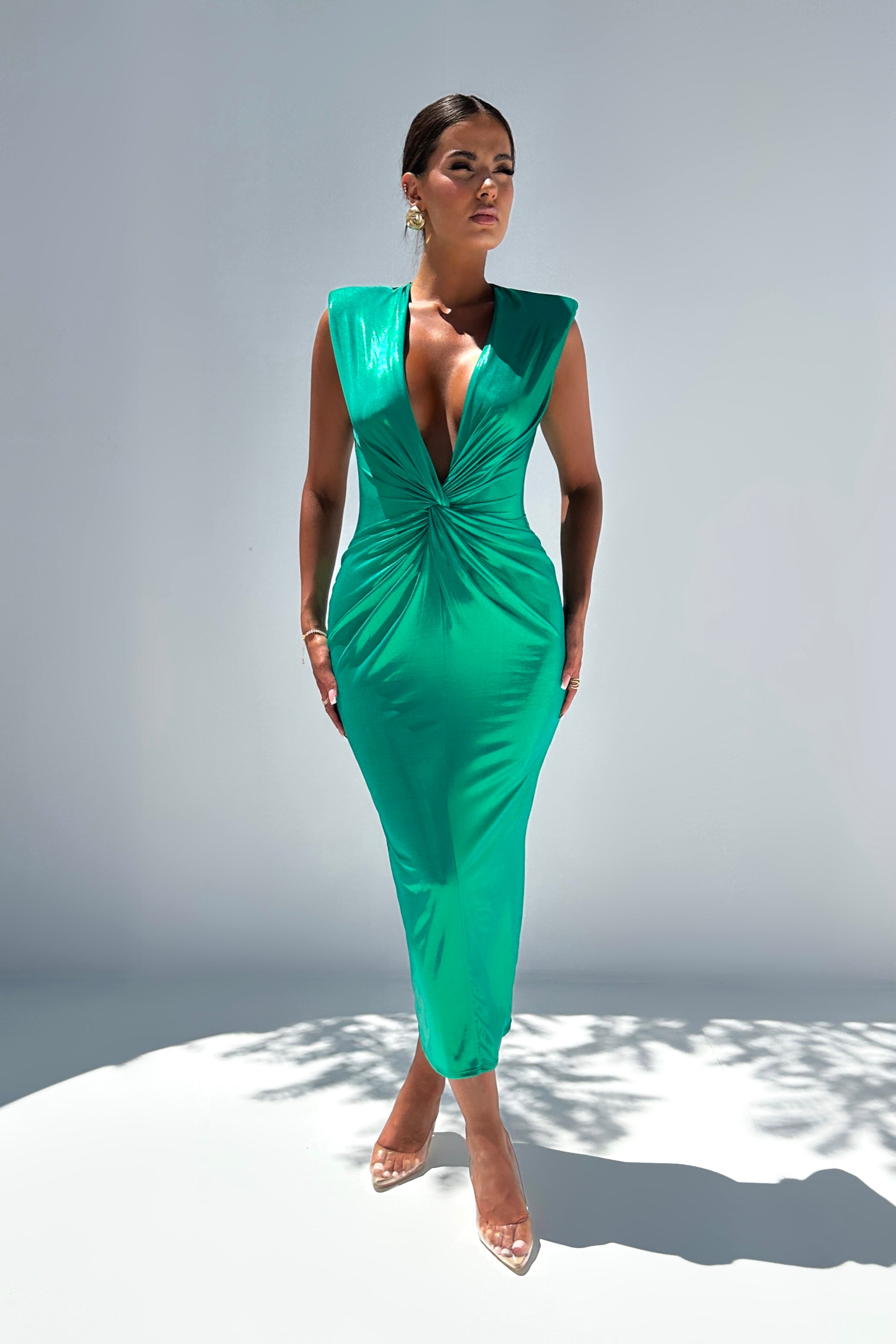 Elowen Green Metallic Dress