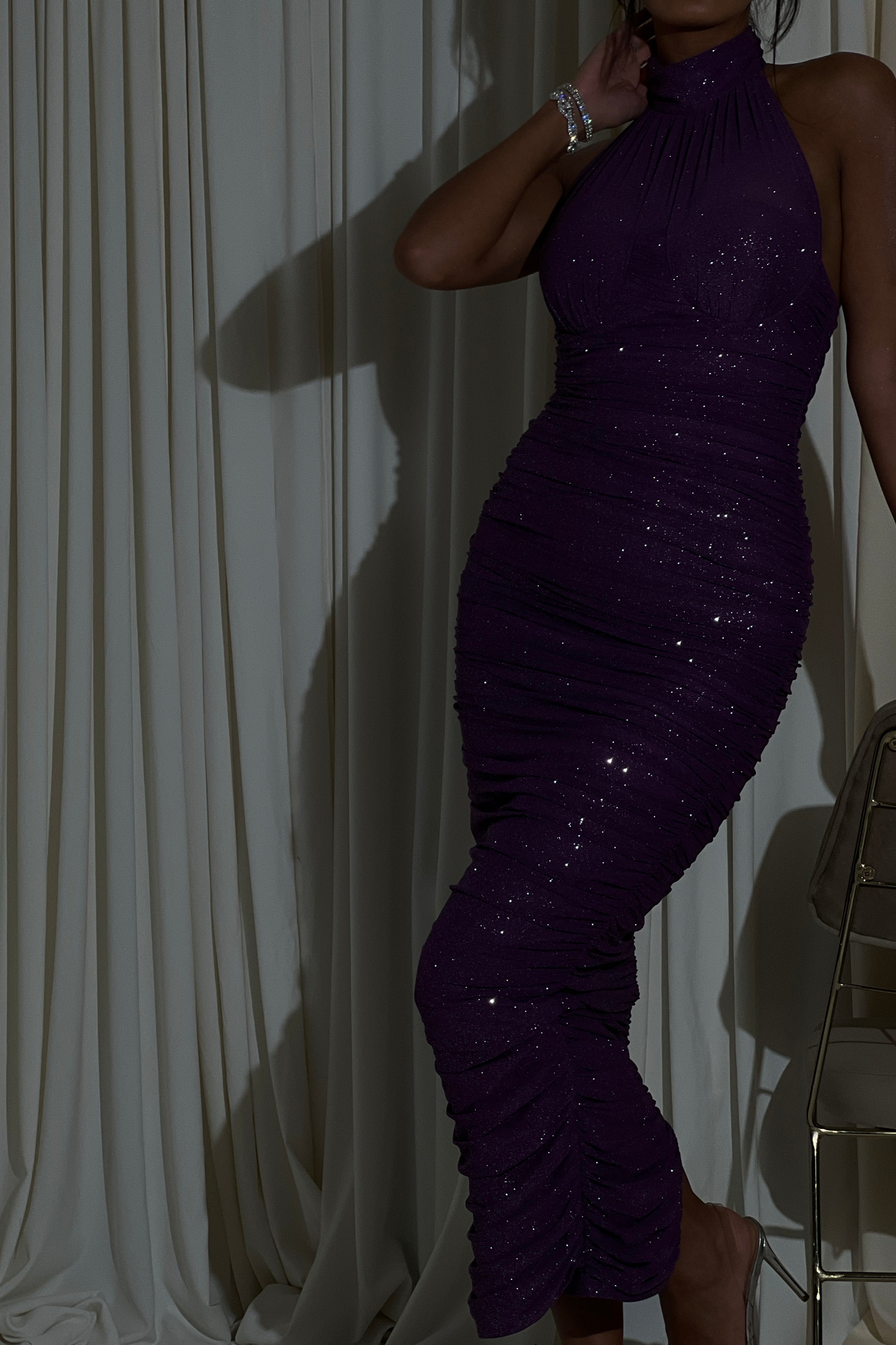 Silia Violet Glitter Dress