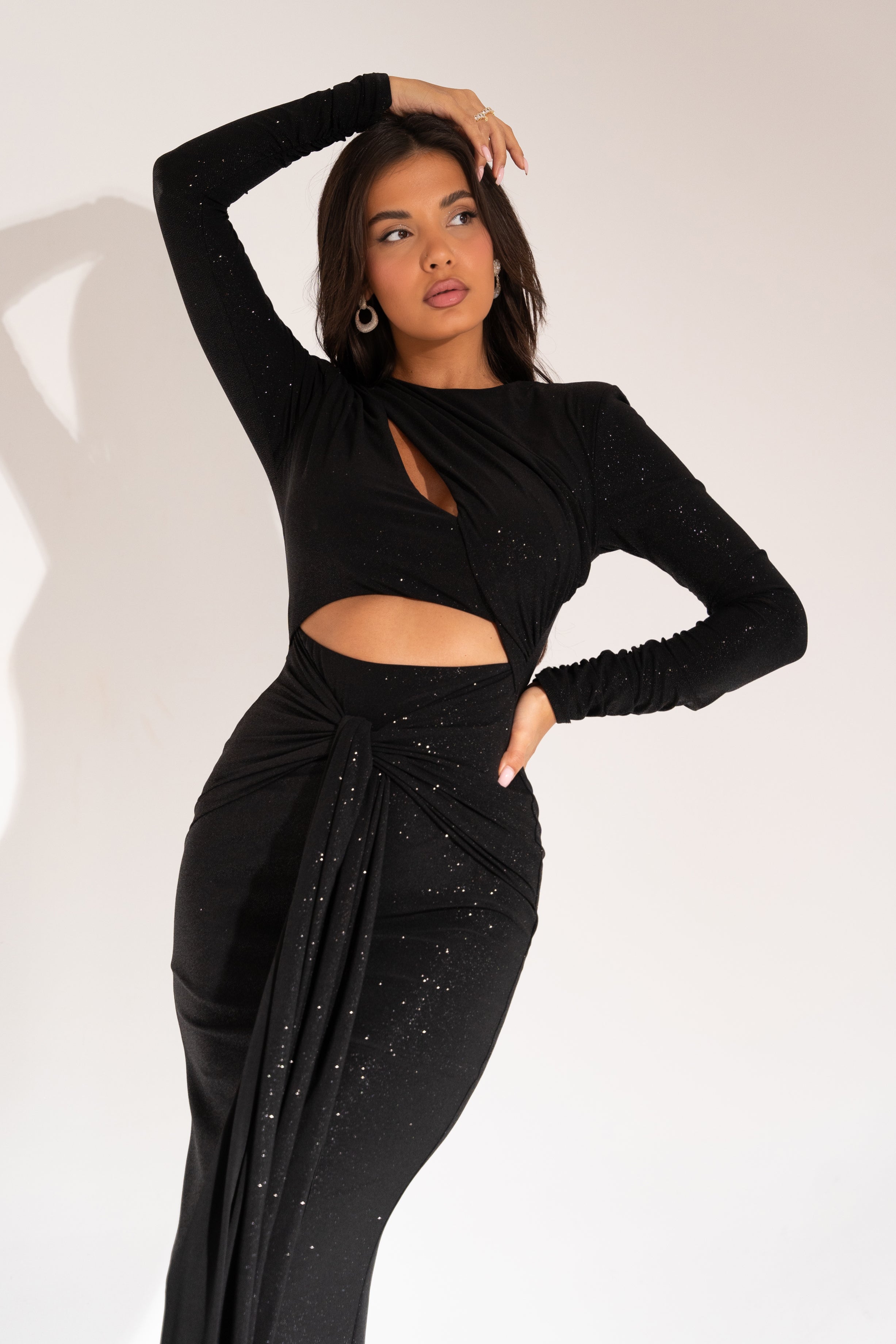 Reyah Black Glitter Dress