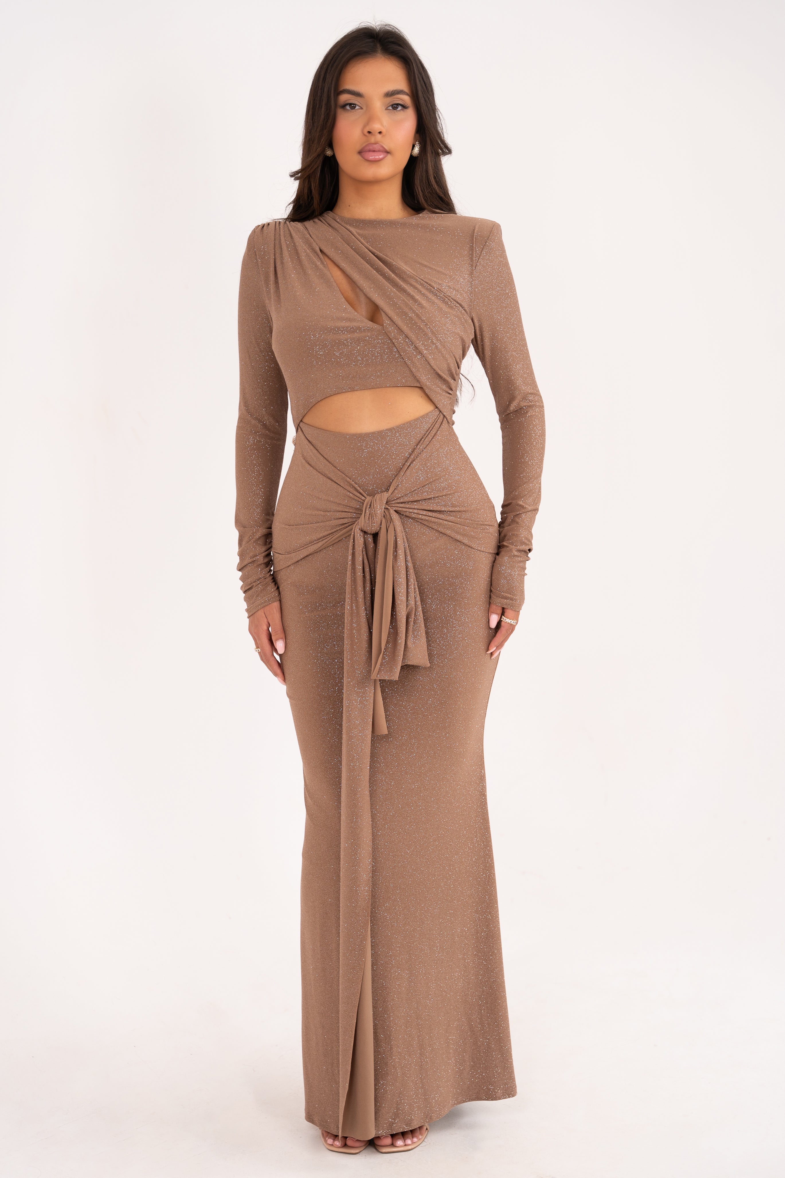 Reyah Mocha Glitter Dress