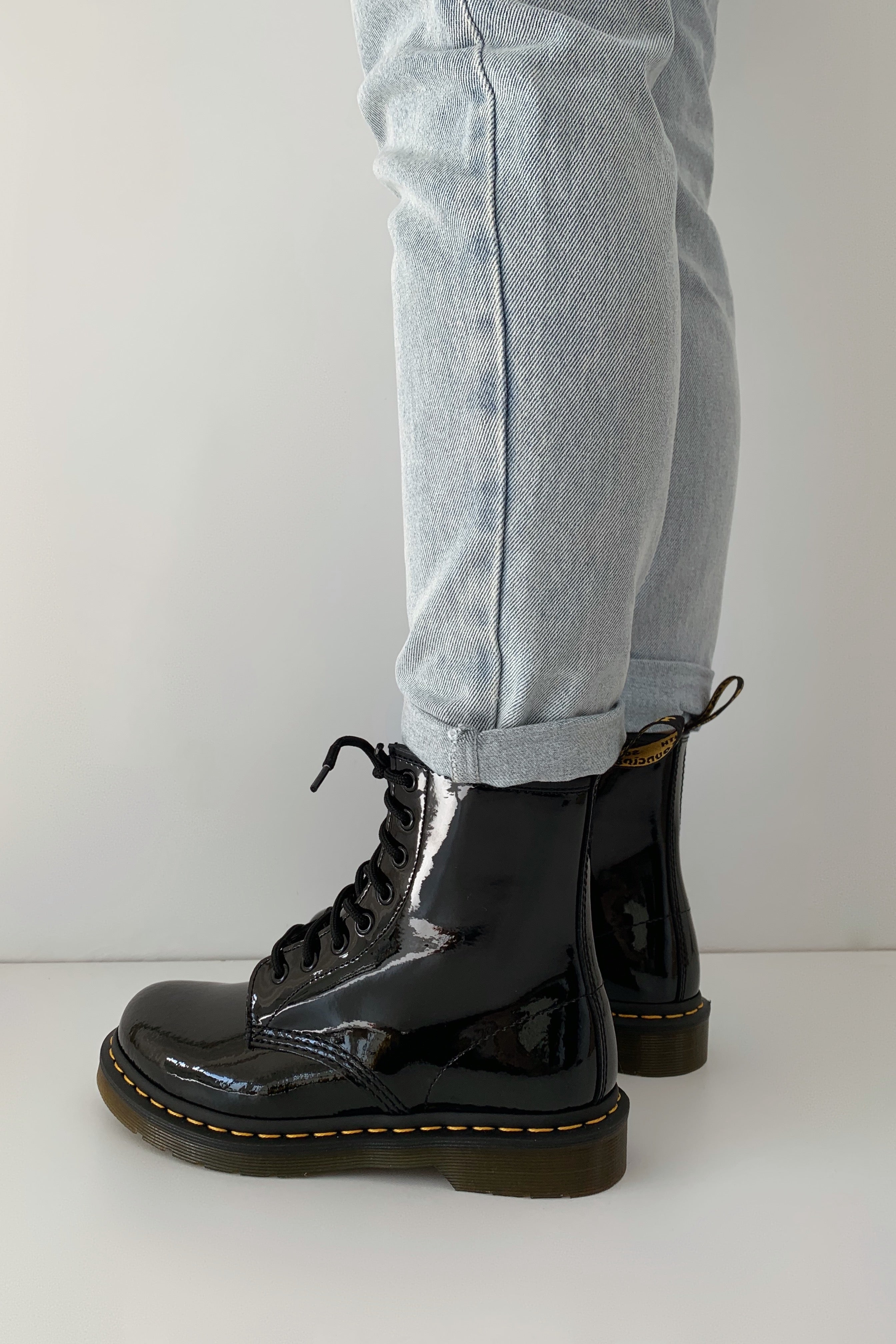 Black 1460 8 eye patent boots sale