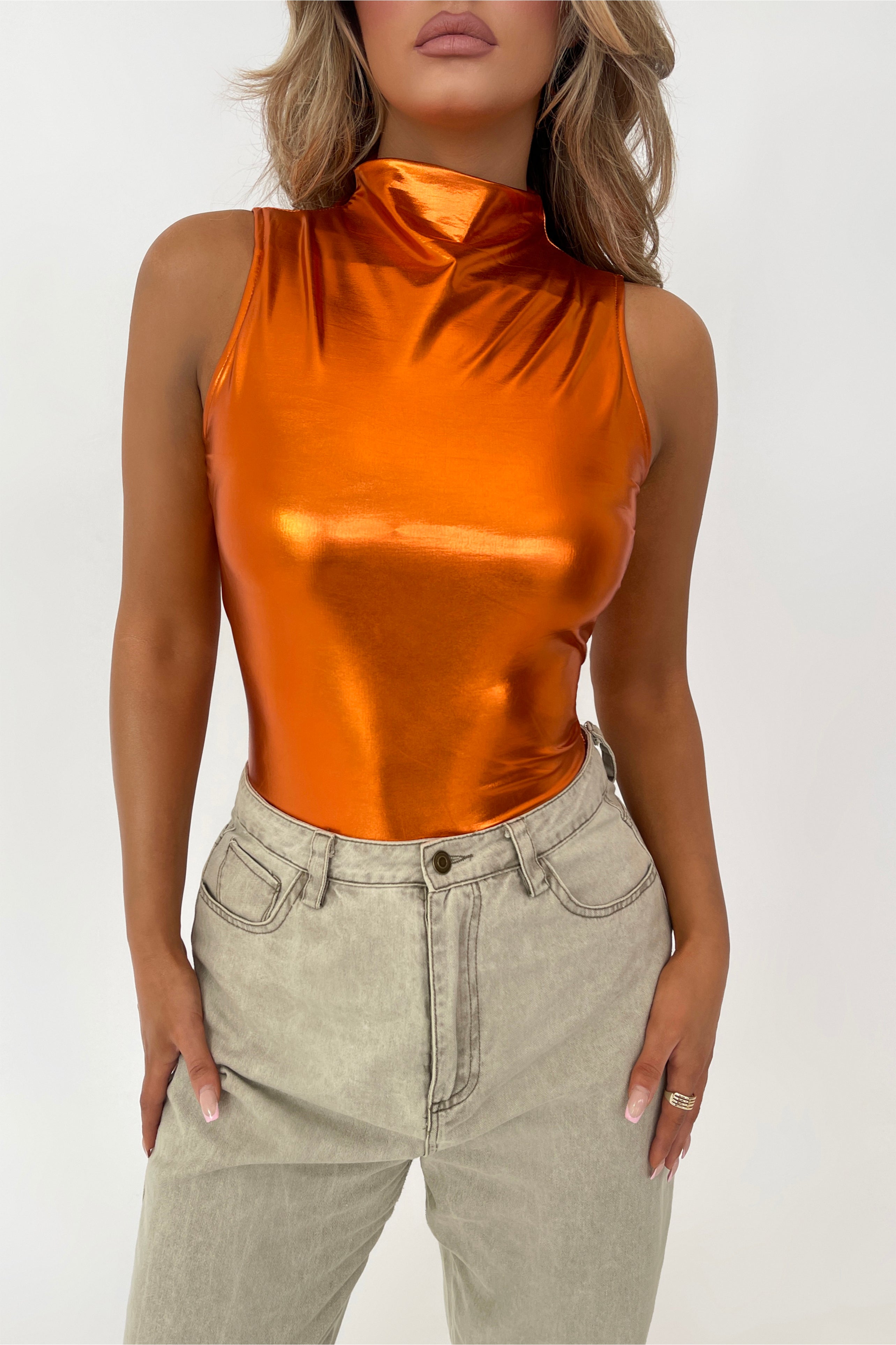 Samanta Orange Bodysuit