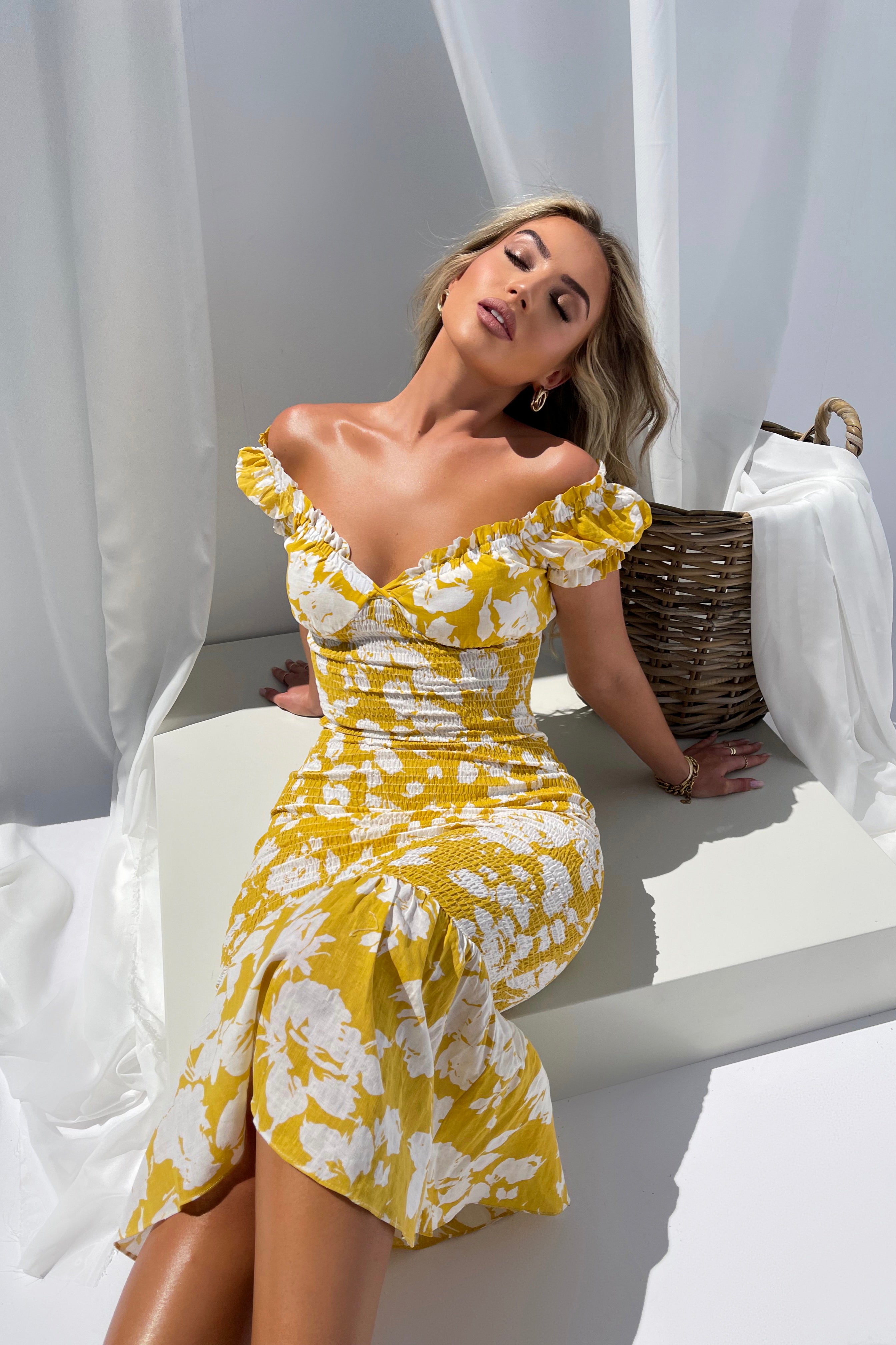 Sincere Yellow White Dress